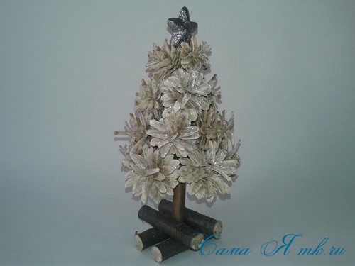 Елка домик из шишек поделка