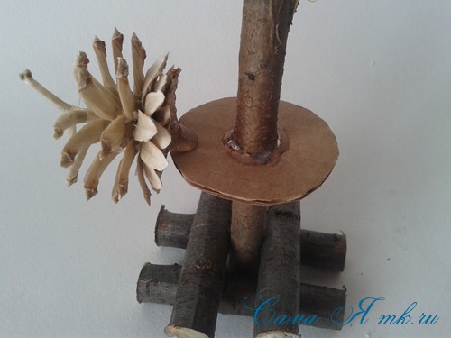 Елка домик из шишек поделка